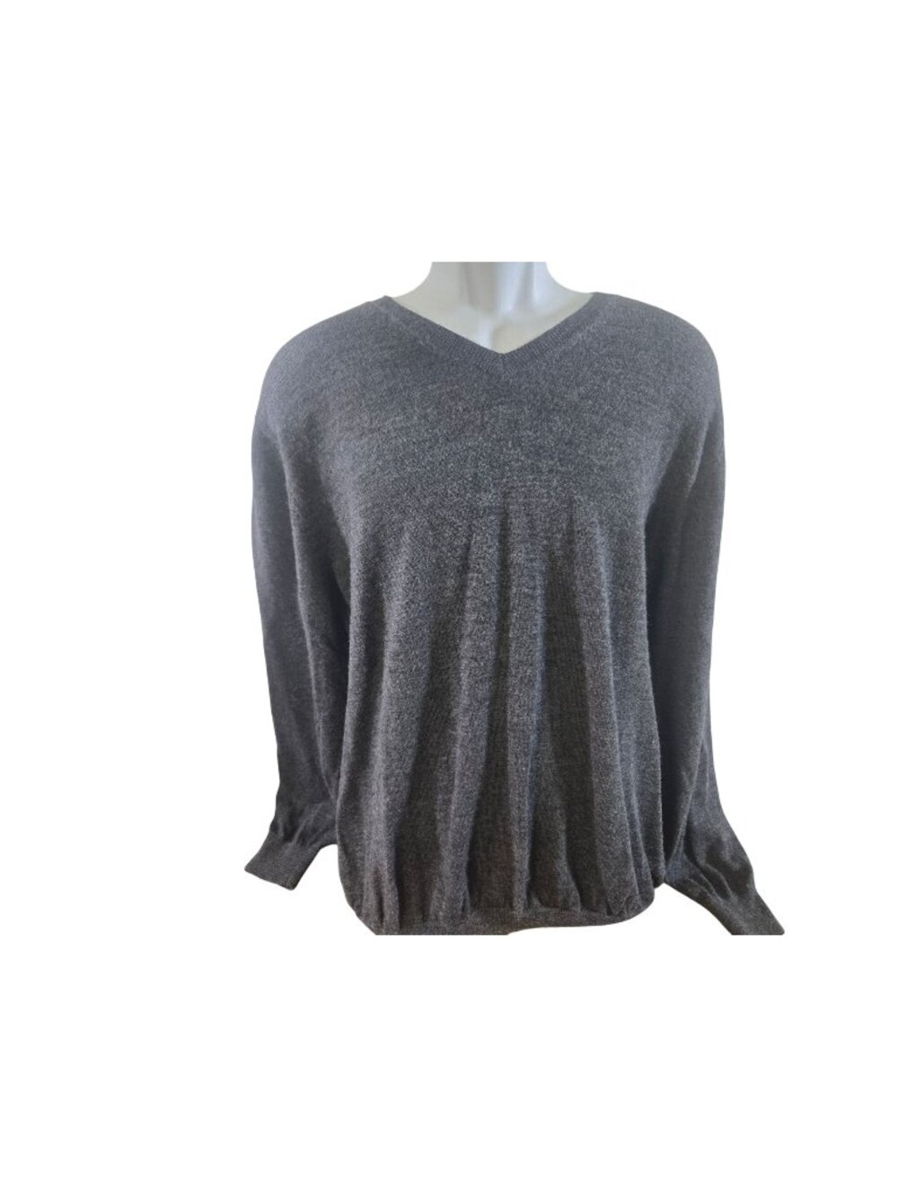 FJ Gray V-Neck Wheaton Academy Logo Sweater Large Soft Knit Pullover